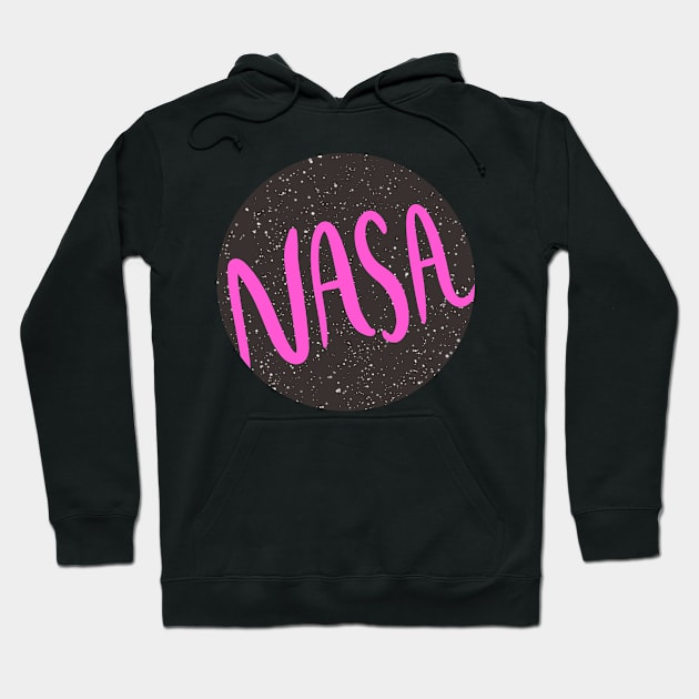 Copy of NASA Galaxy Circle Neon Pink Hoodie by emilystp23